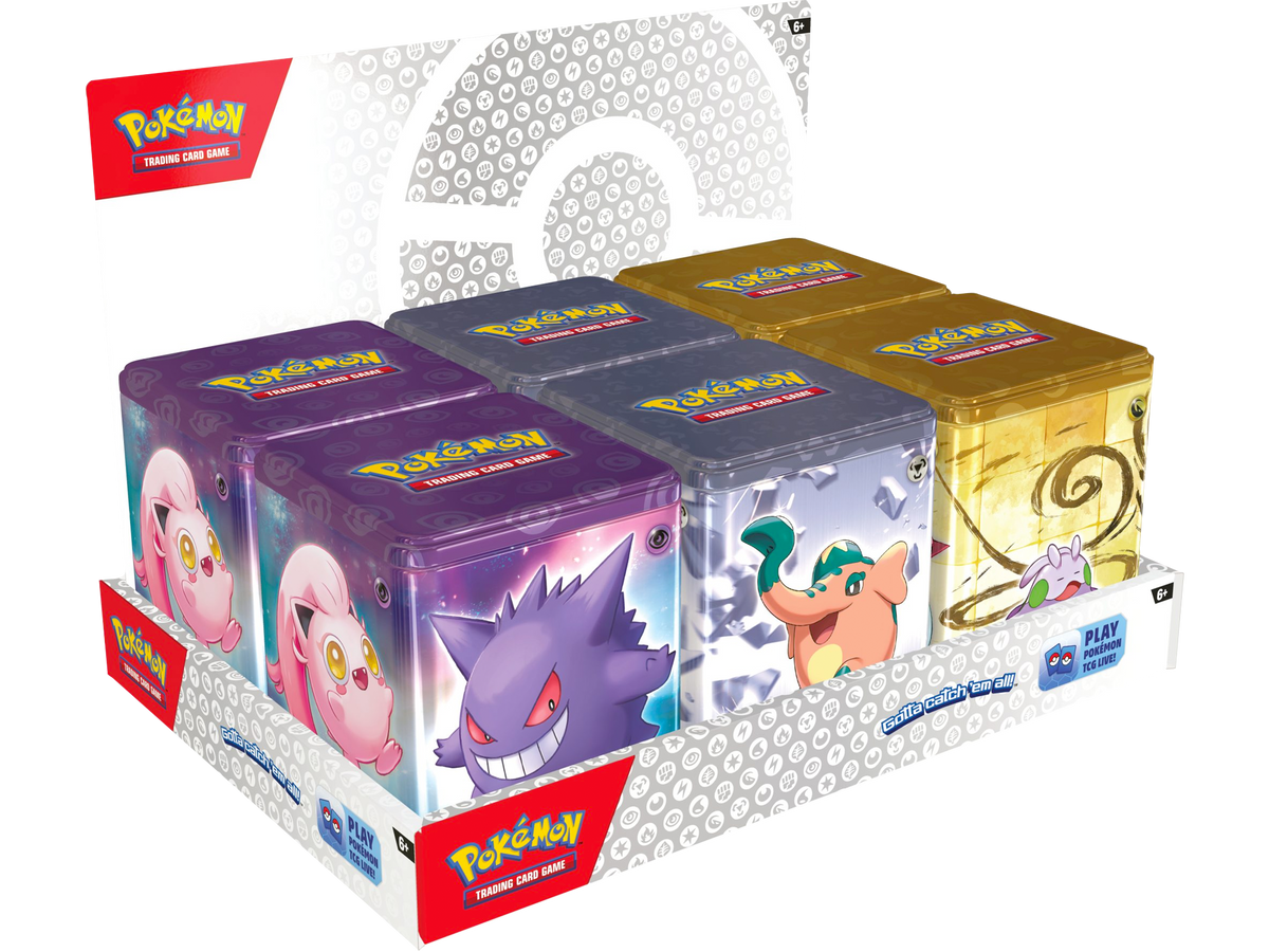 Pokemon 2024 Q1 Stacking Tins Sealed Case - 18 Booster Packs