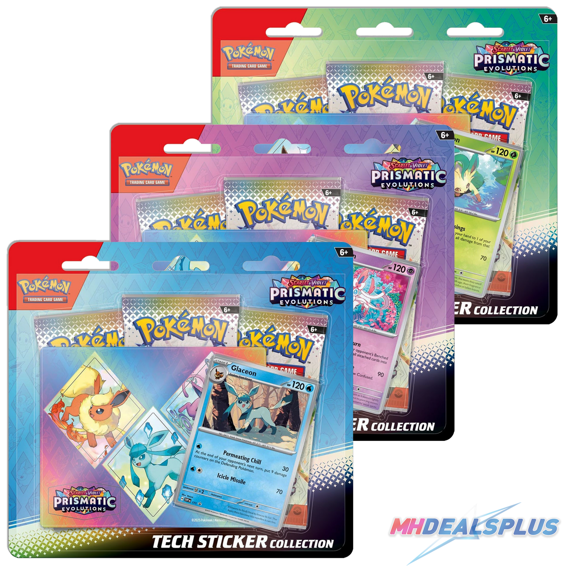 Pokemon Prismatic Evolutions Tech Sticker Collection Set of 3