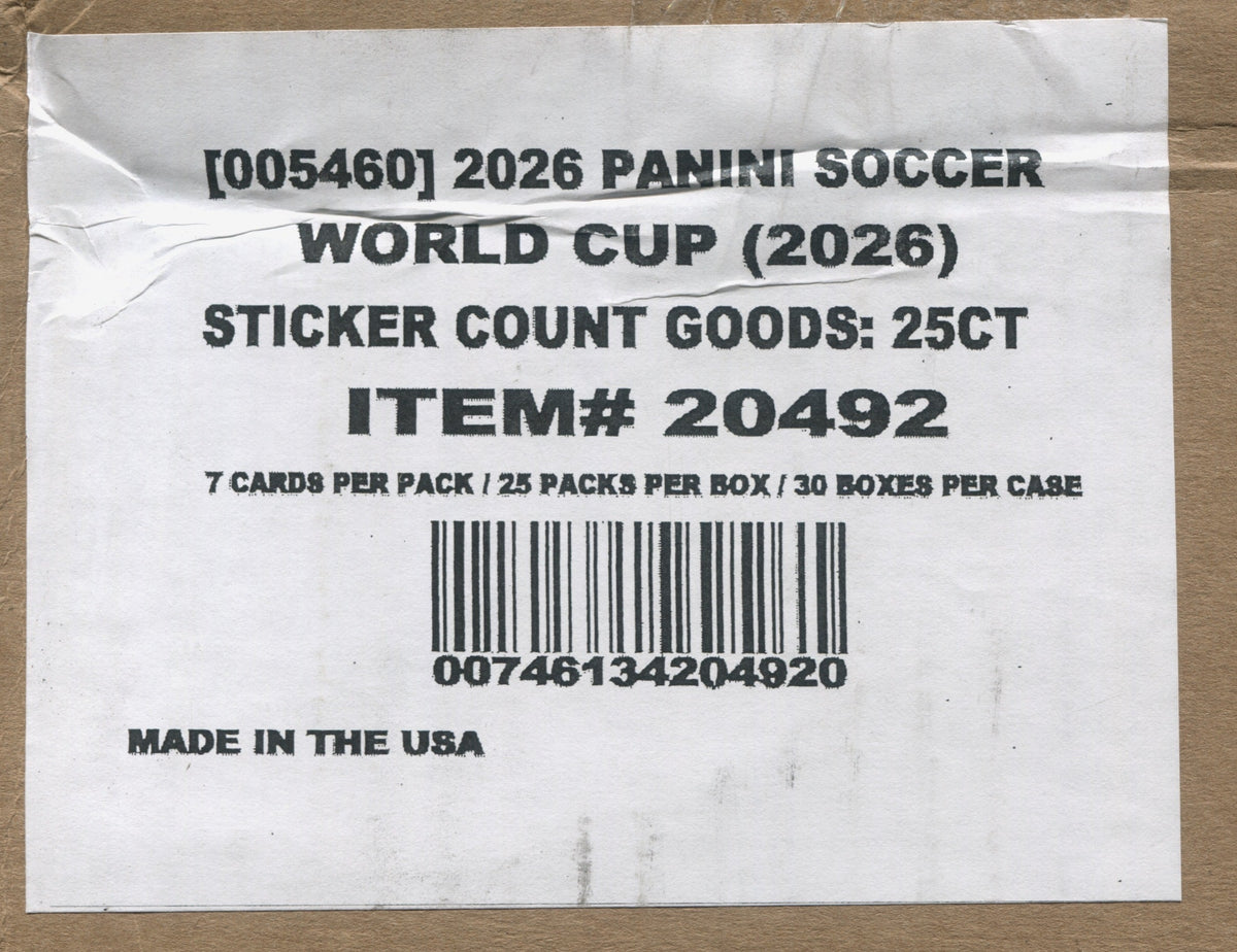 2026 Panini World Cup Soccer Stickers 25ct, 30 Box Case