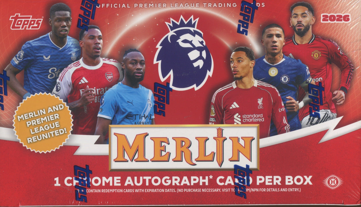 *LAST CASE* 2026 Topps Merlin Premier League Soccer Hobby, 12 Box Case