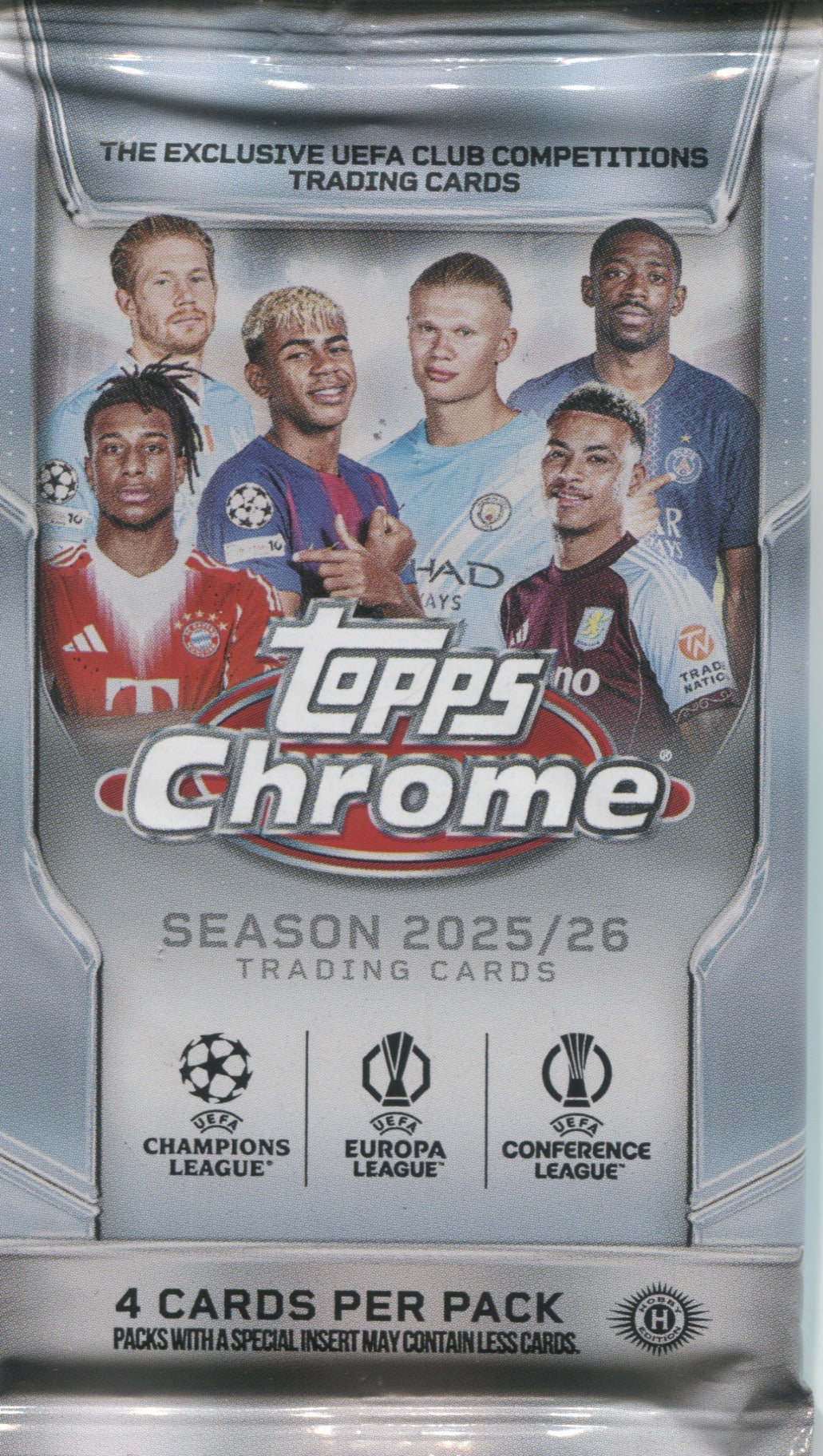 2025-26 Topps UEFA Club Competitions Chrome Soccer Hobby, Pack