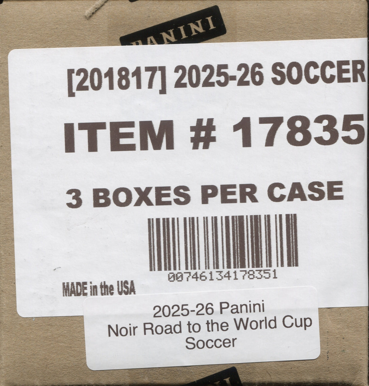 2025-26 Panini Noir Road To FIFA World Cup 26 Soccer Hobby, 3 Box Case