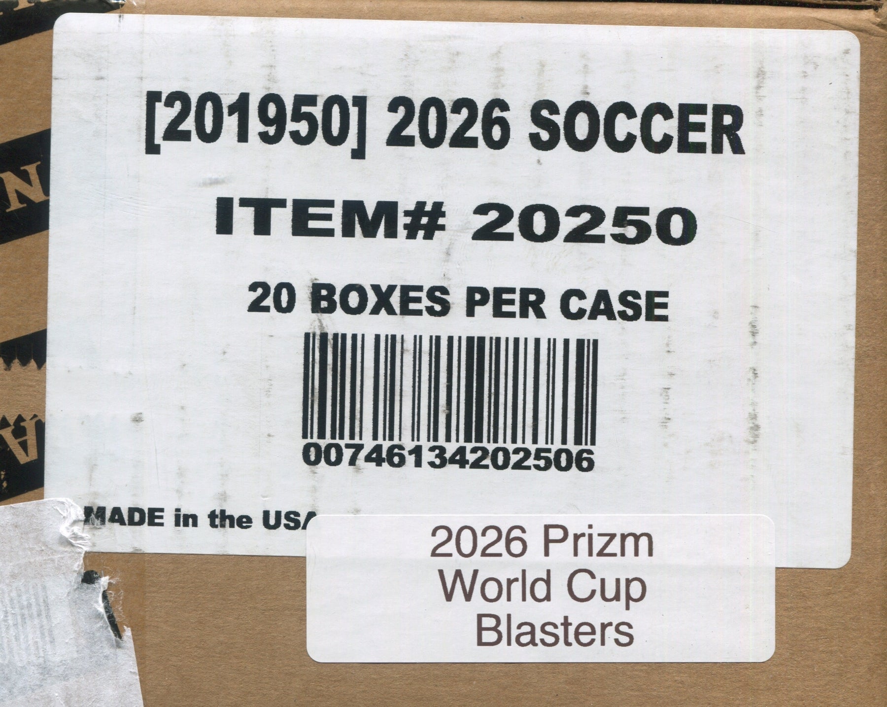 2026 Panini Prizm World Cup Soccer Blaster, 20 Box Case